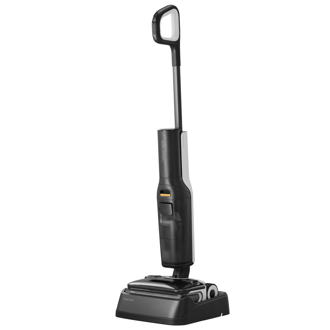 Black Roborock F25 ACE wet/dry vacuum standing upright