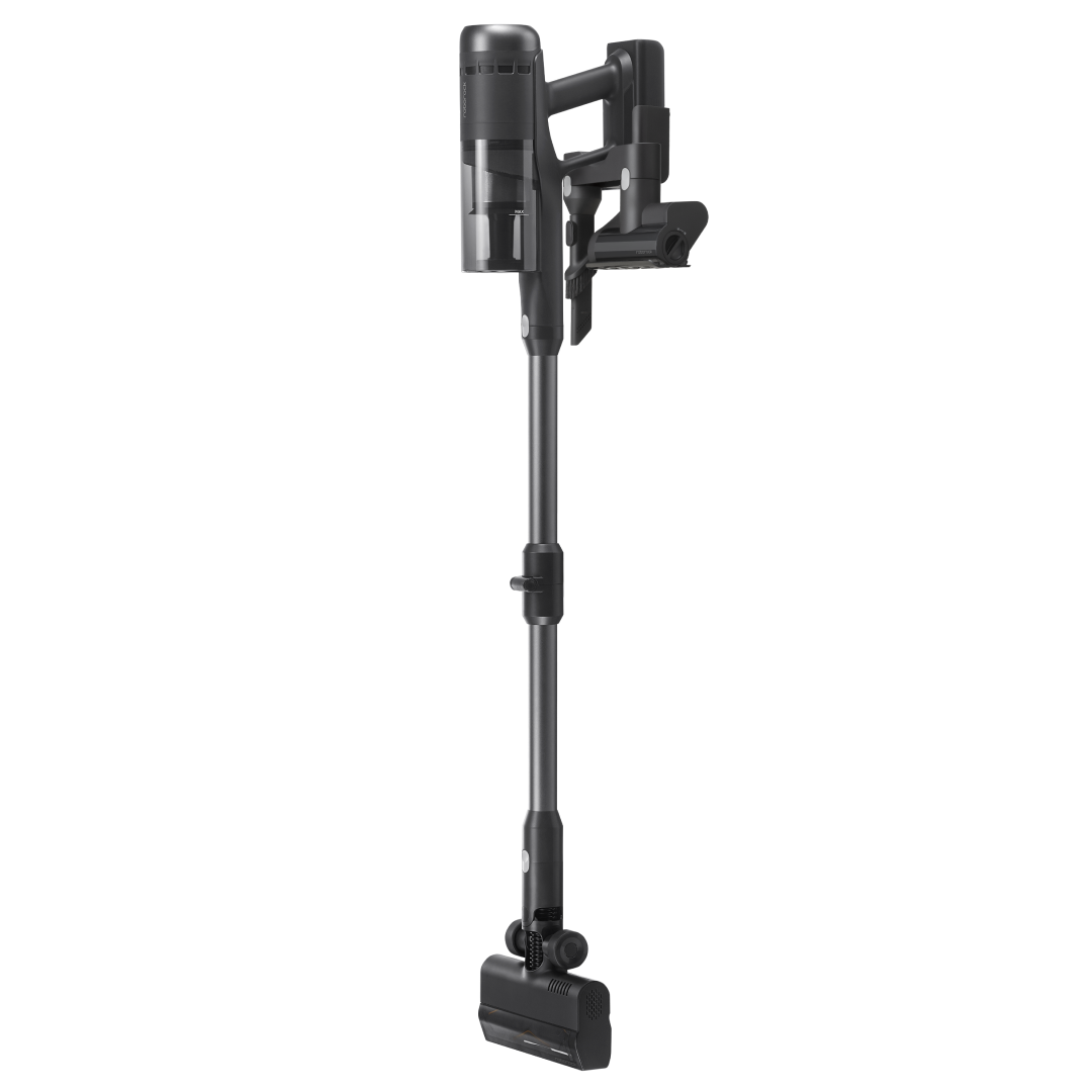 Black Roborock H60 Ultra cordless vacuum cleaner standing upright
